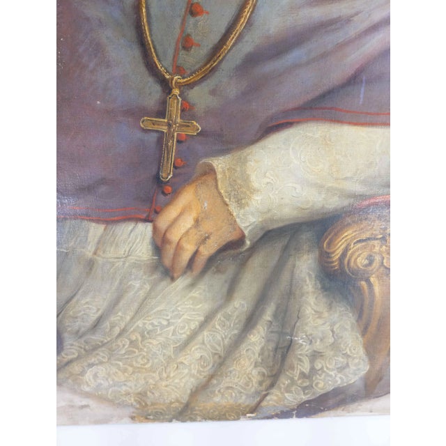 Purple Large Religious Oil Painting on Canvas For Sale - Image 8 of 13