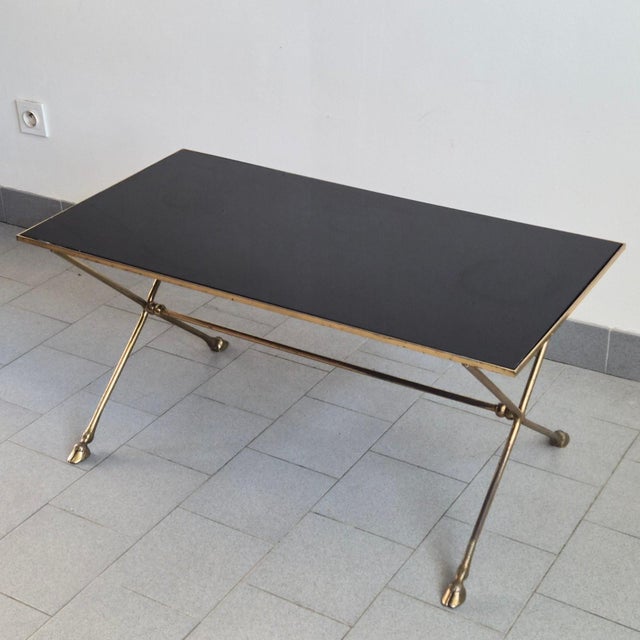 Vintage Coffee Table in Bronze and Glass with Goats Feet from Maison Jansen, 1970s For Sale - Image 12 of 15