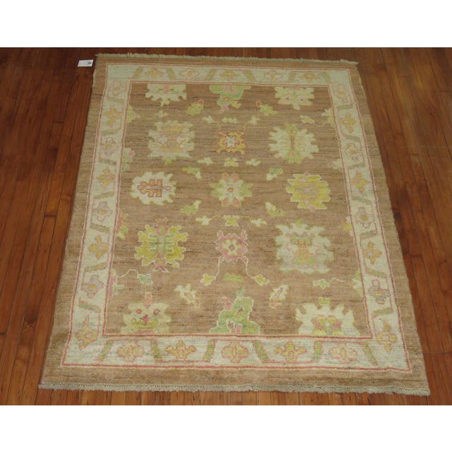 Contemporary Vintage Inspired Oushak Rug - 5'2" x 6'11" For Sale - Image 3 of 6