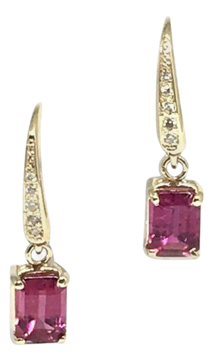 Diamond Rubellite Tourmaline Earrings 14k Gold 2.05 Tcw Certified