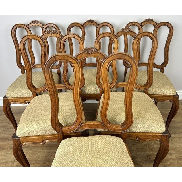 Bring timeless French elegance into your dining space with this beautiful Vintage French Louis set of 6 dining chairs ....