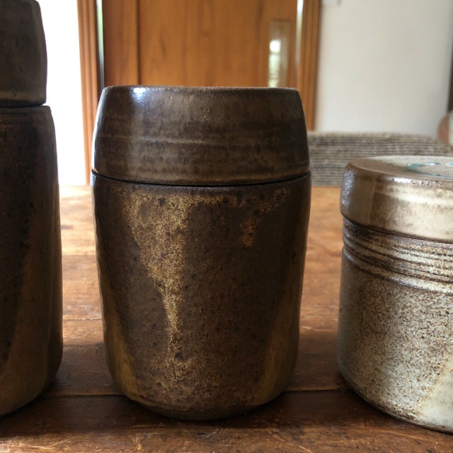 1960s Mid Century Modern Ceramic Canisters From France - Set of 3 For Sale - Image 4 of 12