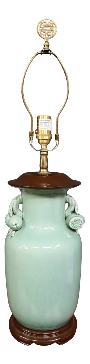 Chinese Style Celadon Porcelain Vase Form Lamp