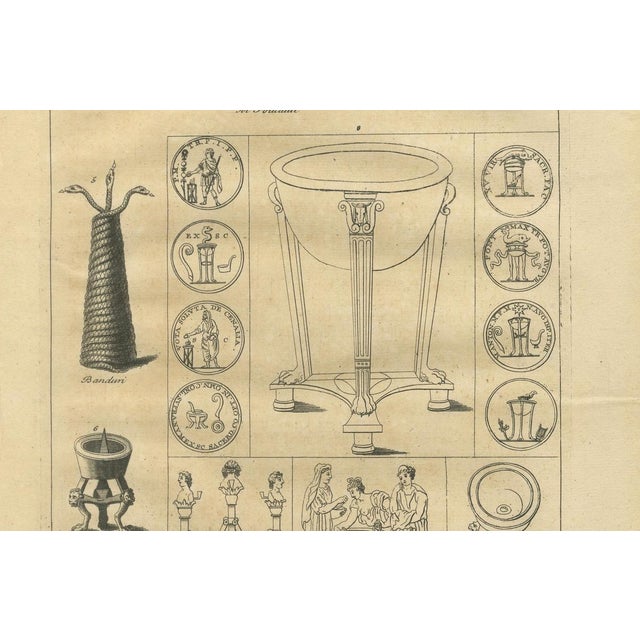 Paper Bernard de Montfaucon, Roman Ritual Vessels & Antiquities, 1721, Engraving For Sale - Image 7 of 10