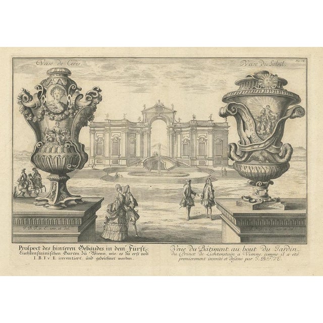 Fischer Von Erlach, Two Vases and a Building in Vienna, 1725, Paper For Sale - Image 3 of 6