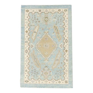 Modern Turkish Oushak Rug 3' x 4'9" For Sale