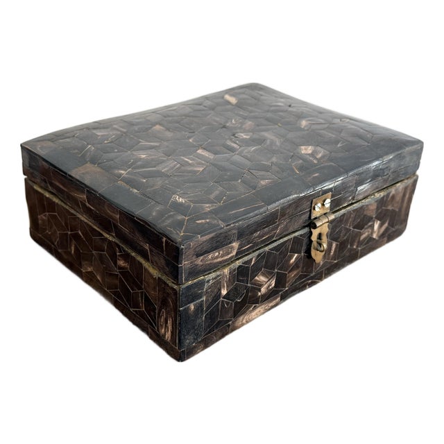 Late 20th Century Maitland-Smith Style Tessellated Bone Box For Sale