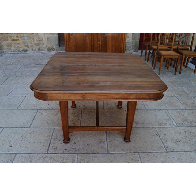 Art Nouveau Extending Dining Table in Carved Walnut, France, 1900s For Sale - Image 9 of 17