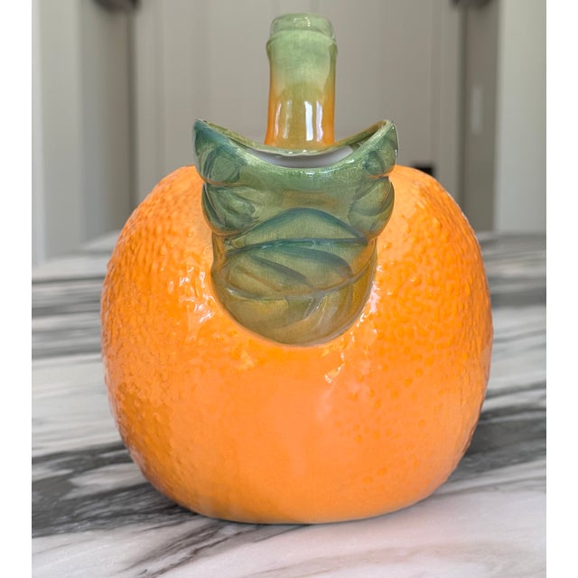 Ceramic Vintage Majolica Style Citrus Motif Serving Pitcher For Sale - Image 7 of 17