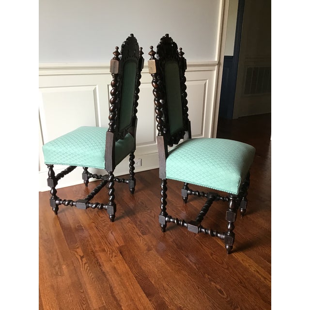 Victorian Oak Green Man Chairs A Pair Chairish