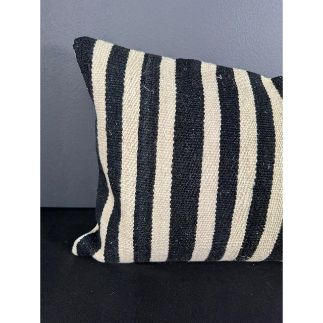 Contemporary Turkish Hemp Pillow Cushion Natural Beige Black Pillow Cushion Cover 16" x 24" For Sale - Image 3 of 4