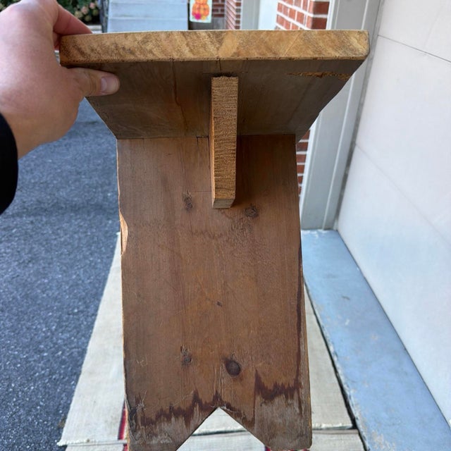 19th C. Lancaster County Pa Raw Pine Mortised Bench (76.25") For Sale - Image 6 of 12