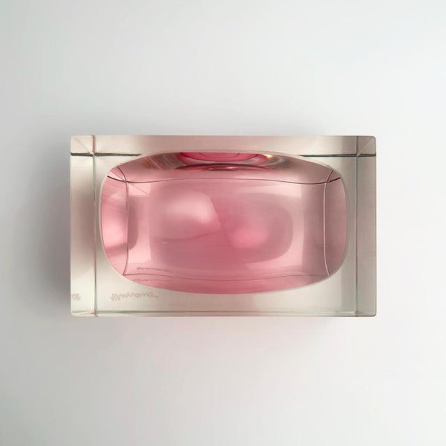A striking example of late 20th-century Venetian glass, this rectangular Murano glass bowl is attributed to the work of...