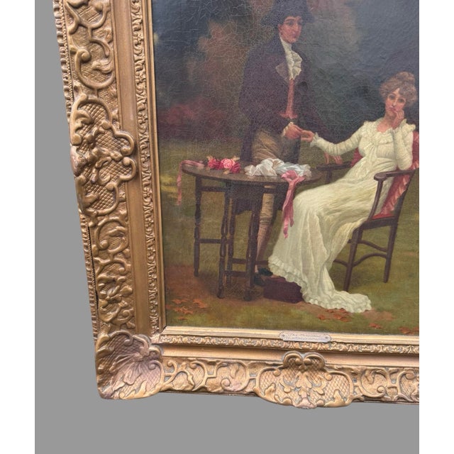 Antique Victorian Gilt Framed Oil Painting on Canvas the Proposal H. B. Sparks For Sale - Image 4 of 10