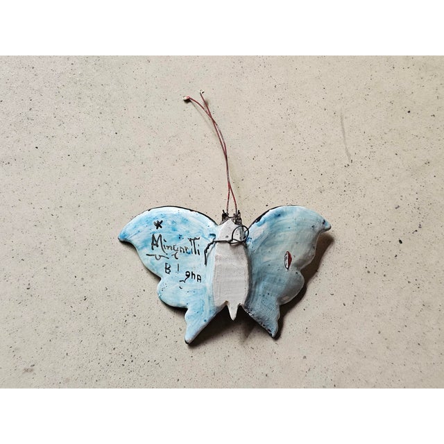 Ceramic Vintage Hand-Painted Ceramic Butterflies by Minghetti Bologna, 1940s, Set of 3 For Sale - Image 7 of 11