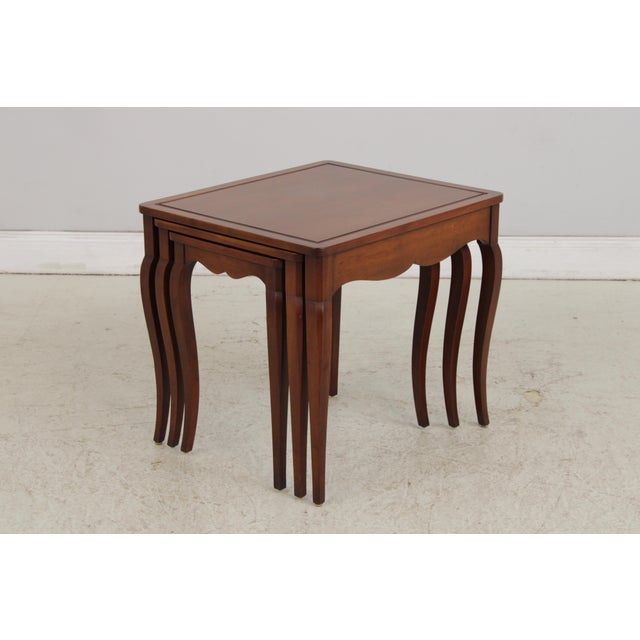 French Henredon Cherry French Style Nesting Tables For Sale - Image 3 of 16