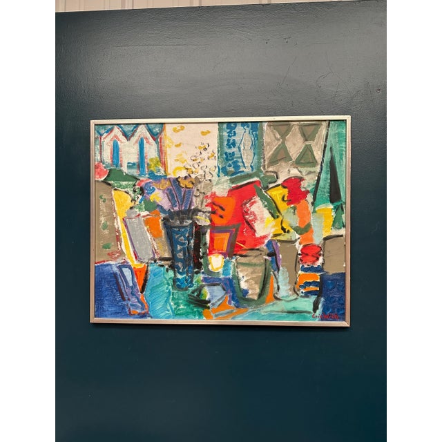 Eric With, Still Life with Flowers, 1950s, Oil Painting on Canvas, Framed For Sale - Image 9 of 17