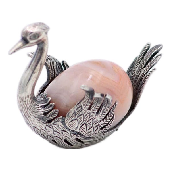 Swan Miniature in Silver For Sale