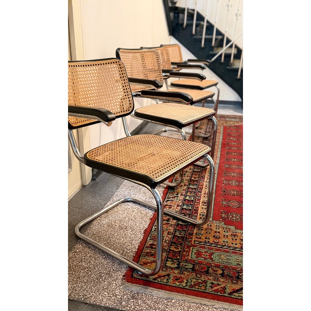 Model S64 Dining Chair with Woven Cane and Black Wood Frame by Marcel Breuer for Thonet, 1999, Set of 4 For Sale - Image 17 of 18