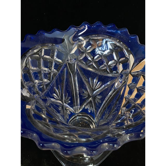 Glass Art Deco Flared Vase in Blue Crystal, 1920 For Sale - Image 7 of 9