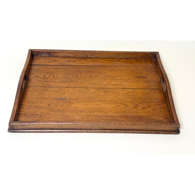 Wood Large German Arts and Crafts Handcrafted Oak Serving Tray, 1920s For Sale - Image 7 of 18