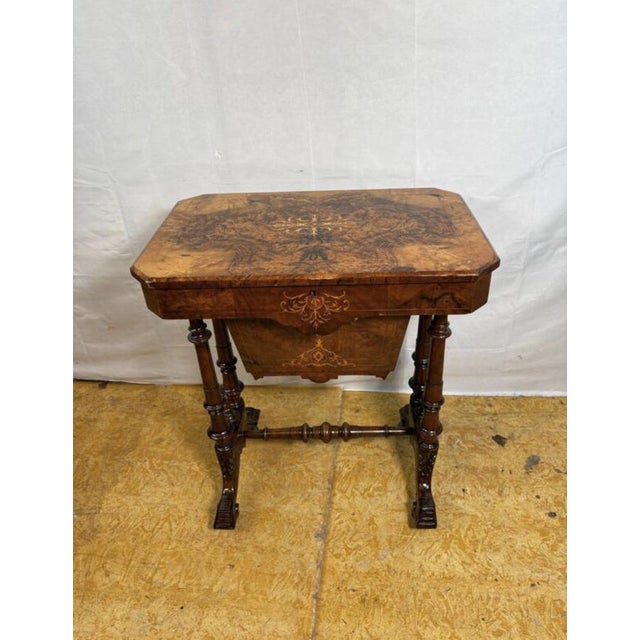 Victorian Burr Walnut Sewing Worktable, 19th Century For Sale - Image 14 of 16
