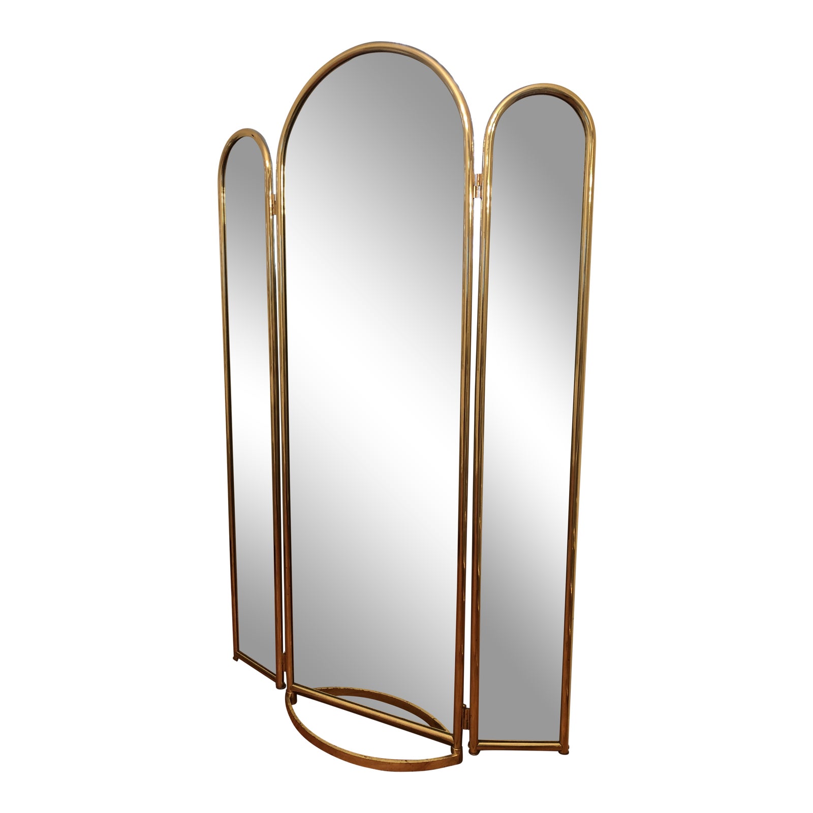 1970’s Vintage Jb Ross Full Length Brass Tri Fold Mirror Chairish