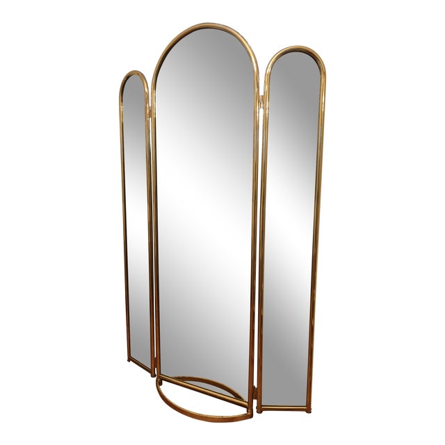 1970’s Vintage Jb Ross Full Length Brass Tri Fold Mirror Chairish