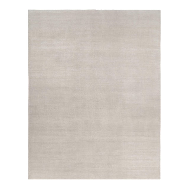 Rug & Kilim’s Oversized Contemporary Textural Solid Rug in Ivory Tones - 14x18 For Sale