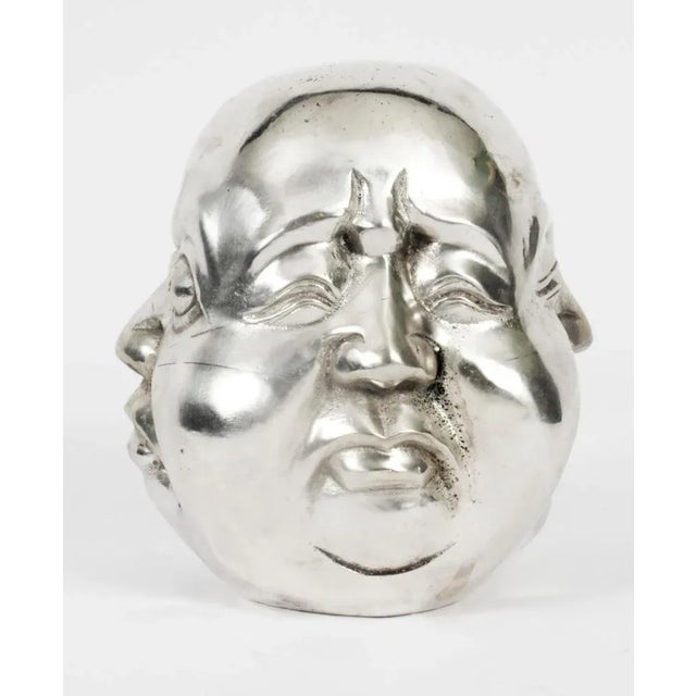 Silver Plated Bronze Buddha, 1980s For Sale - Image 3 of 8