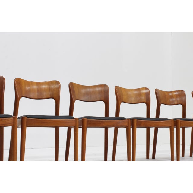 Brown Vintage Danish Dining Chairs in Teak by Niels Koefoed for Koefoeds Hornslet, 1960s, Set of 7 For Sale - Image 8 of 12