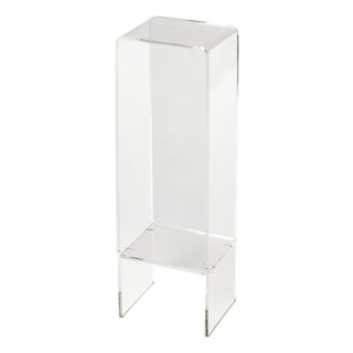 Crystal 11 in. W x 35 in. H Clear Acrylic Plant Stand with Lower Open Shelf, Clear Acrylic For Sale
