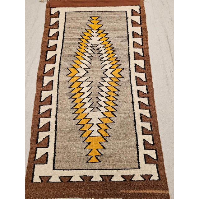 American Vintage Native American Navajo Rug, Eye Dazzler Pattern, Wool & Cotton, Tribal Wall Art, 3x5 For Sale - Image 3 of 11