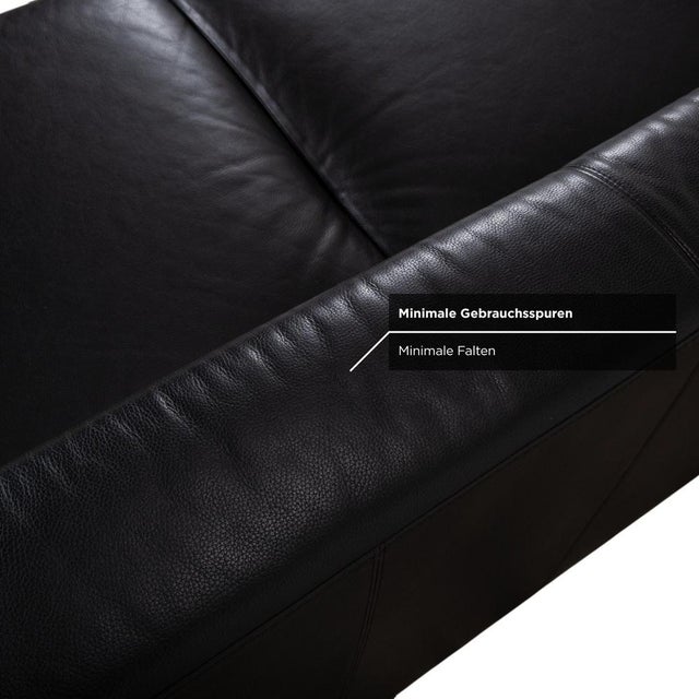 Visavis Leather Set Three-Seater Sofa Couch Chaise Lounge in Black by Brühl, Set of 2 For Sale - Image 12 of 18