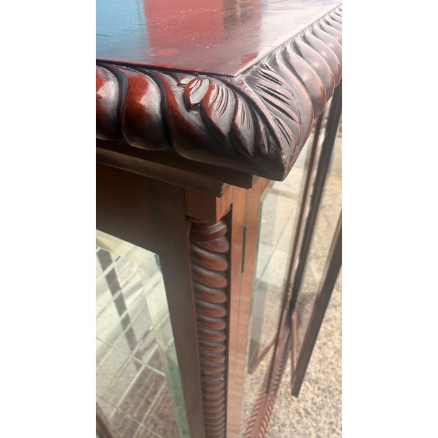 Antique Mahogany Barley Twist Beveled Glass Curio Cabinet For Sale - Image 9 of 14