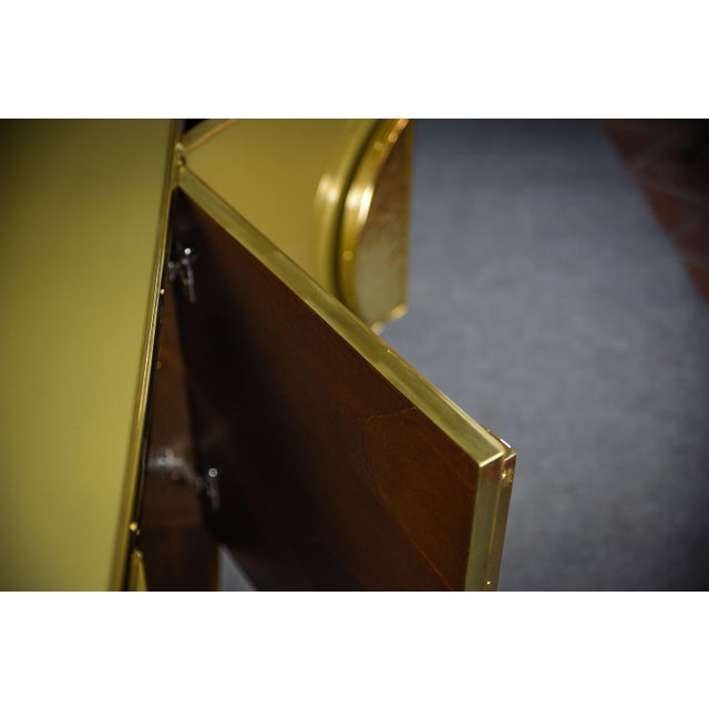 Metal Italian Birch Sideboard Embellished With Gold Glass and Brass Handles For Sale - Image 7 of 11