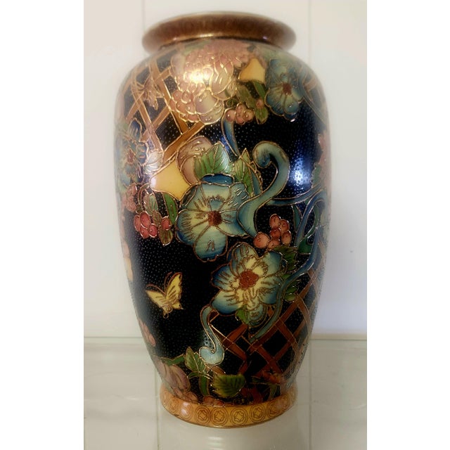 Pair Vintage Chinoiserie Large Ceramic Vases For Sale - Image 4 of 13