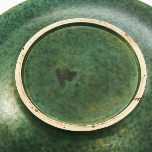 Wilhelm kåge. Dish, "argenta", gustavsberg. Marked underneath gustavsberg argenta 1035. Stoneware with green glaze,...