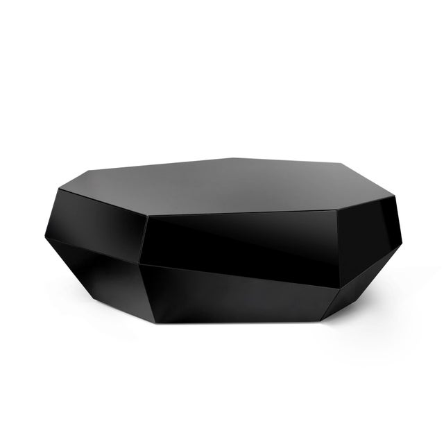 Three Rocks Low Coffee Table in Black Glass from Insidherland For Sale - Image 6 of 6