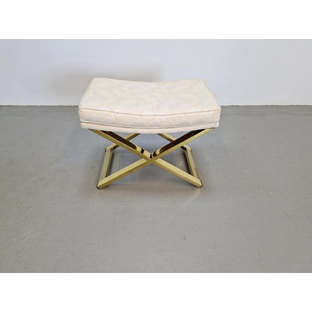 Vintage Regency Brass Cross Stool, Italy, 1970s For Sale - Image 9 of 12