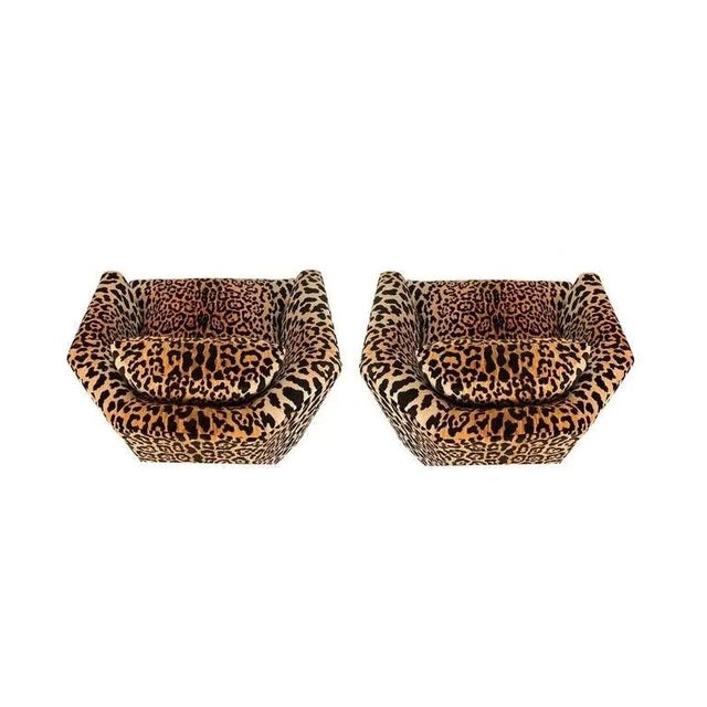 Brown Hexagonal Barrel Back Chairs in Leopard - A Pair For Sale - Image 8 of 9