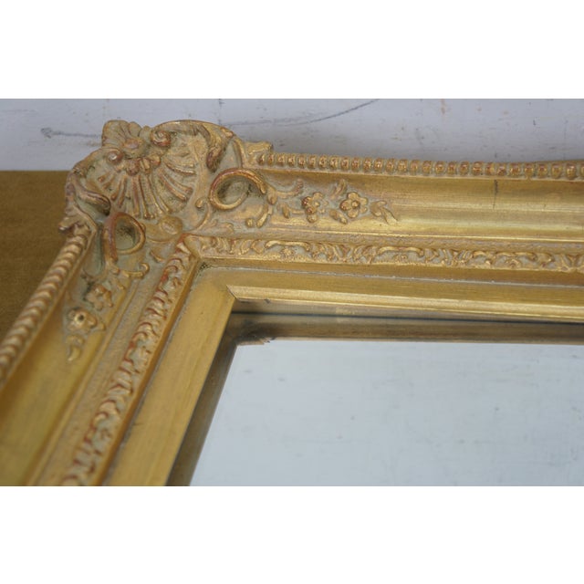 Glass Vintage French Baroque Rococo Scalloped Gilt Beveled Wall Vanity Mirror 24" For Sale - Image 7 of 10