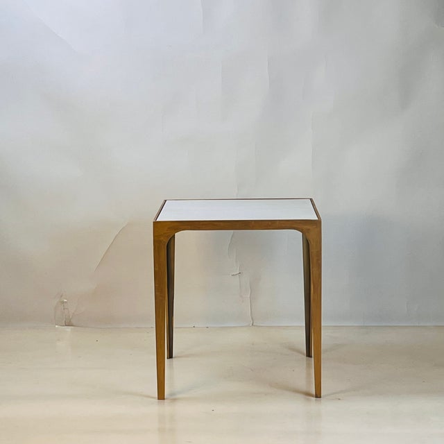 'Esquisse' Gilt Finish and Goatskin Top Side Table by Design Frères For Sale In Los Angeles - Image 6 of 7