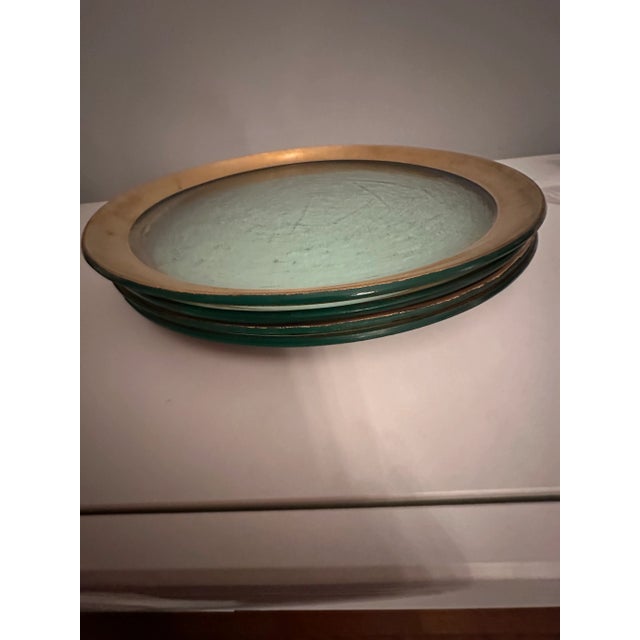 Glass 1990s Annieglass, 4 12" Dinner Plates or Chargers, Roman Vintage, Signed and Dated For Sale - Image 7 of 8