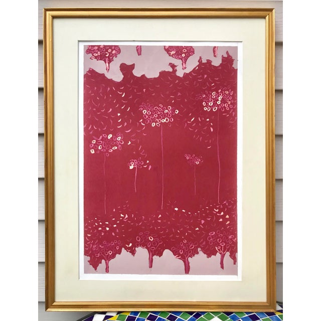 Printmaking Materials Vintage Mid Century Modernist Abstract Serigraph Trees For Sale - Image 7 of 7