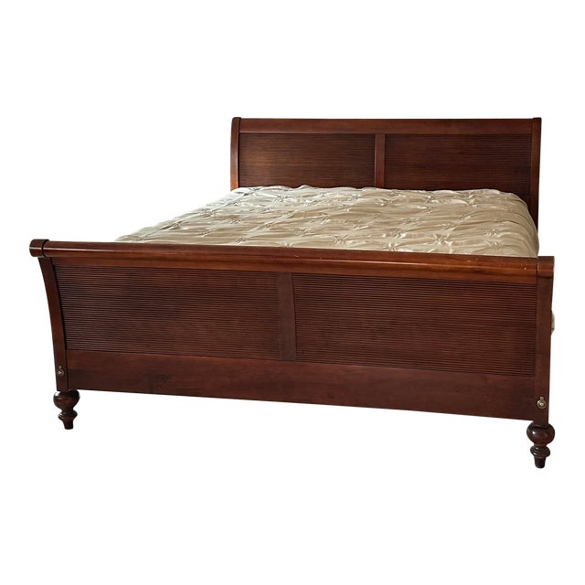 1990s Ethan Allen King Sleigh Bed, British Classics Chairish