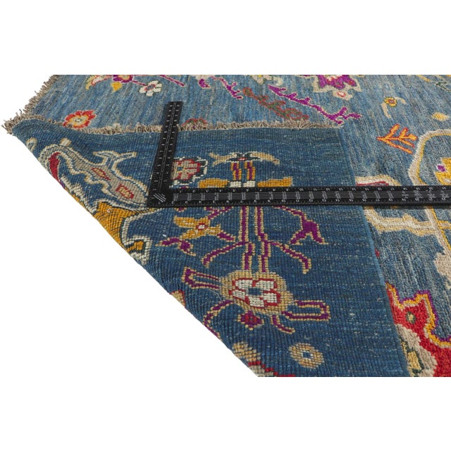 Blue Vintage Style Oushak Rug - 9'01 X 10'11 For Sale - Image 4 of 8
