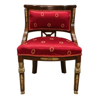 Empire French Armchair in Walnut For Sale