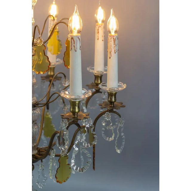 Antique Louis XVI Crystal Glass and Brass Chandelier For Sale - Image 14 of 18