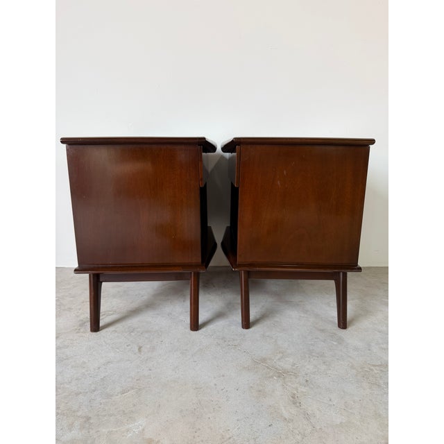 1940’s Art Deco Solid Mahogany Nightstands With Drawer & Open Shelf – A Pair For Sale - Image 12 of 18